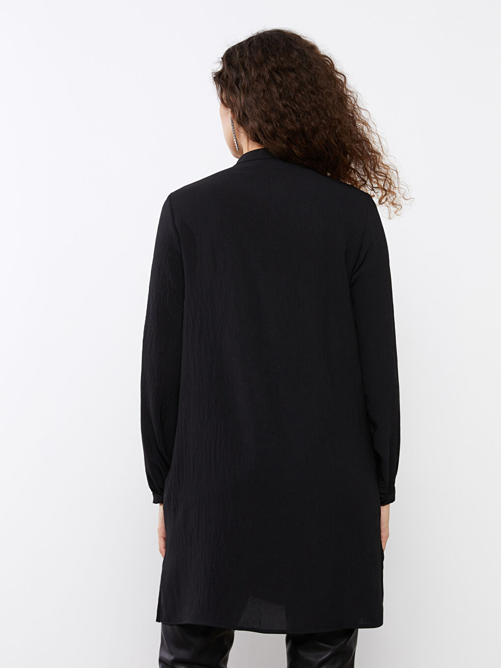 Tunică Aerobin cu Mânecă Lungă și Guler Tip Grandad pentru Femei-4