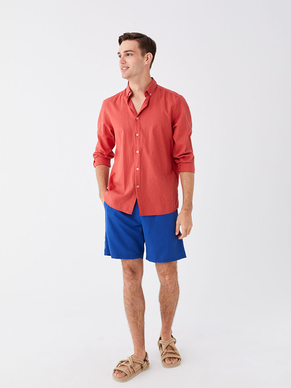 Knee-Length Men's Marine Shorts -S34800Z8-HLM