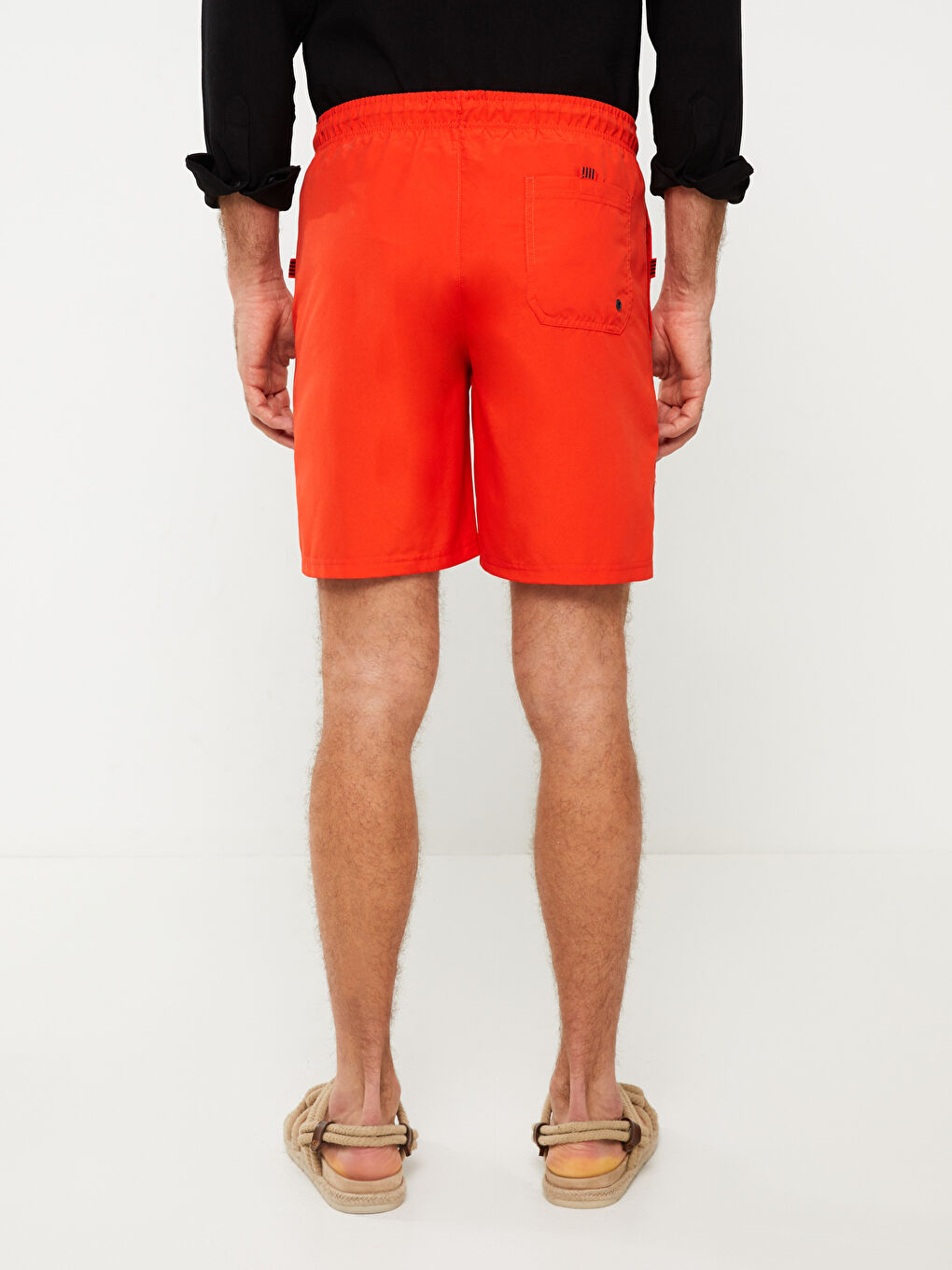 Turuncu Diz Hizası Boy Erkek Deniz Şortu-4