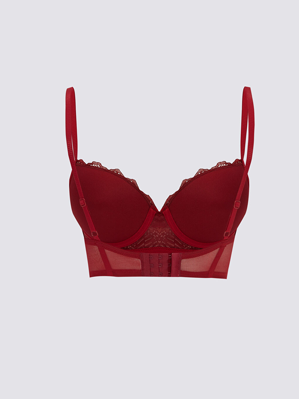 Bordo Balenli Yarım Dolgulu Dantelli Bralet-1