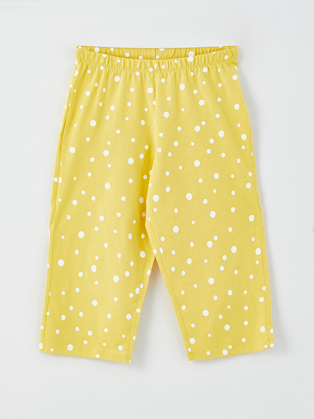 Beyaz Bisiklet Yaka Baskılı Kısa Kollu Kız Çocuk Pijama Takımı-2