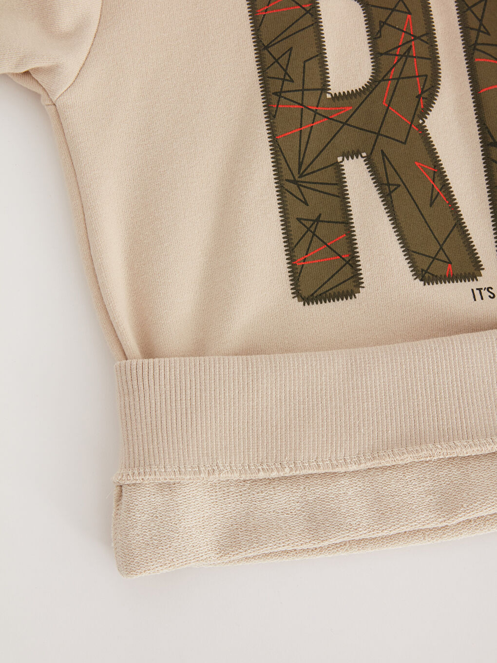 Bej Kapüşonlu Baskılı Uzun Kollu Erkek Çocuk Sweatshirt-4