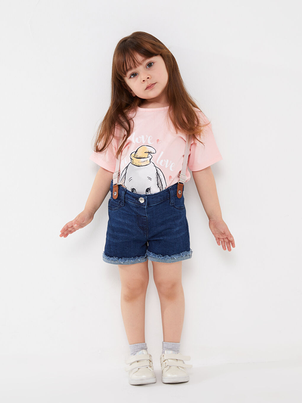Basic Baby Girl Jean Shorts and Suspenders 2 Piece Set -S34871Z1-309