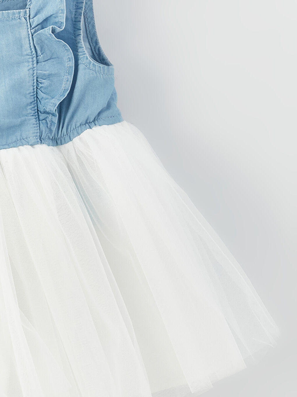 LCW baby Indigo Kare Yaka Kız Bebek Jean Elbise - 1