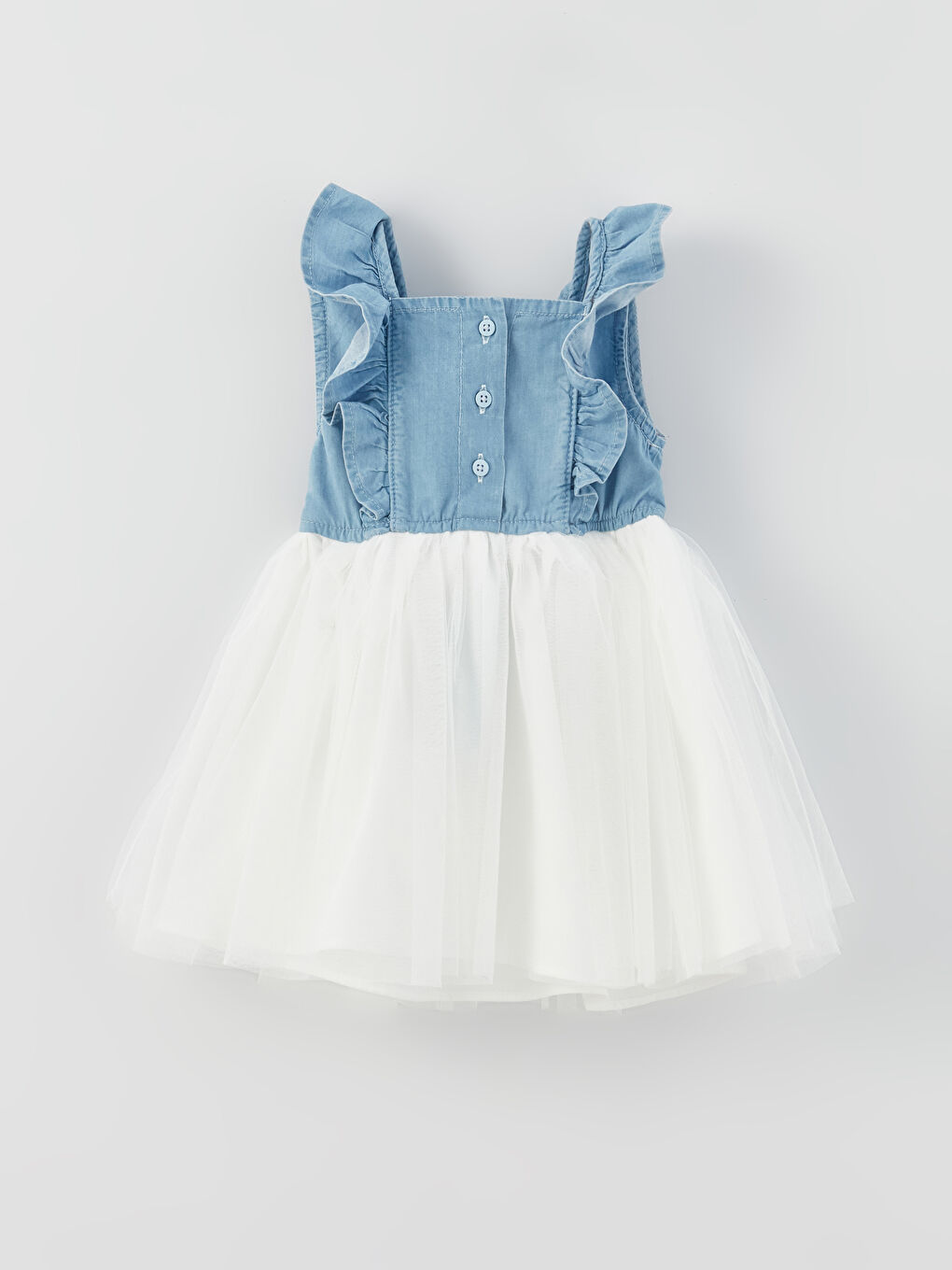 LCW baby Indigo Kare Yaka Kız Bebek Jean Elbise - 2