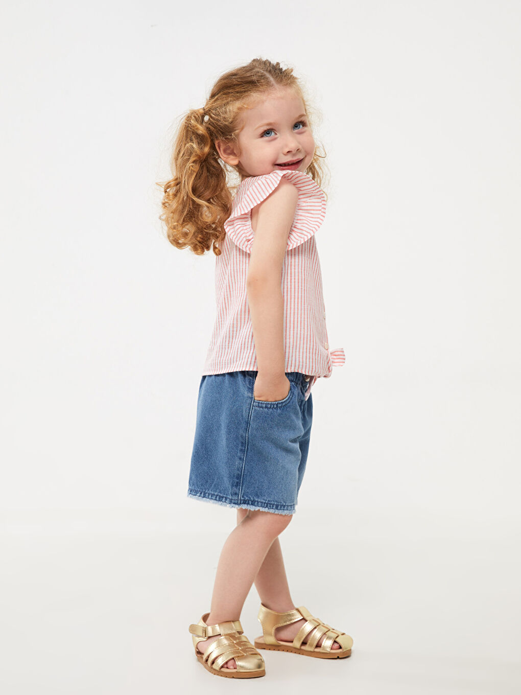 LCW baby Indigo Basic Kız Bebek Jean Şort - 1