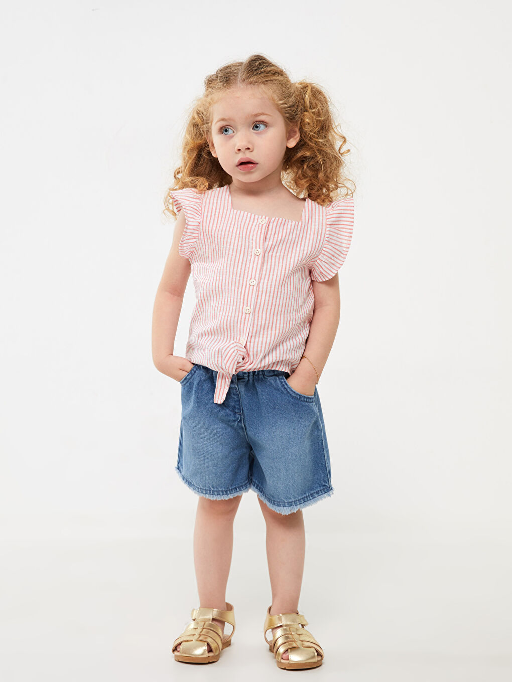 LCW baby Indigo Basic Kız Bebek Jean Şort