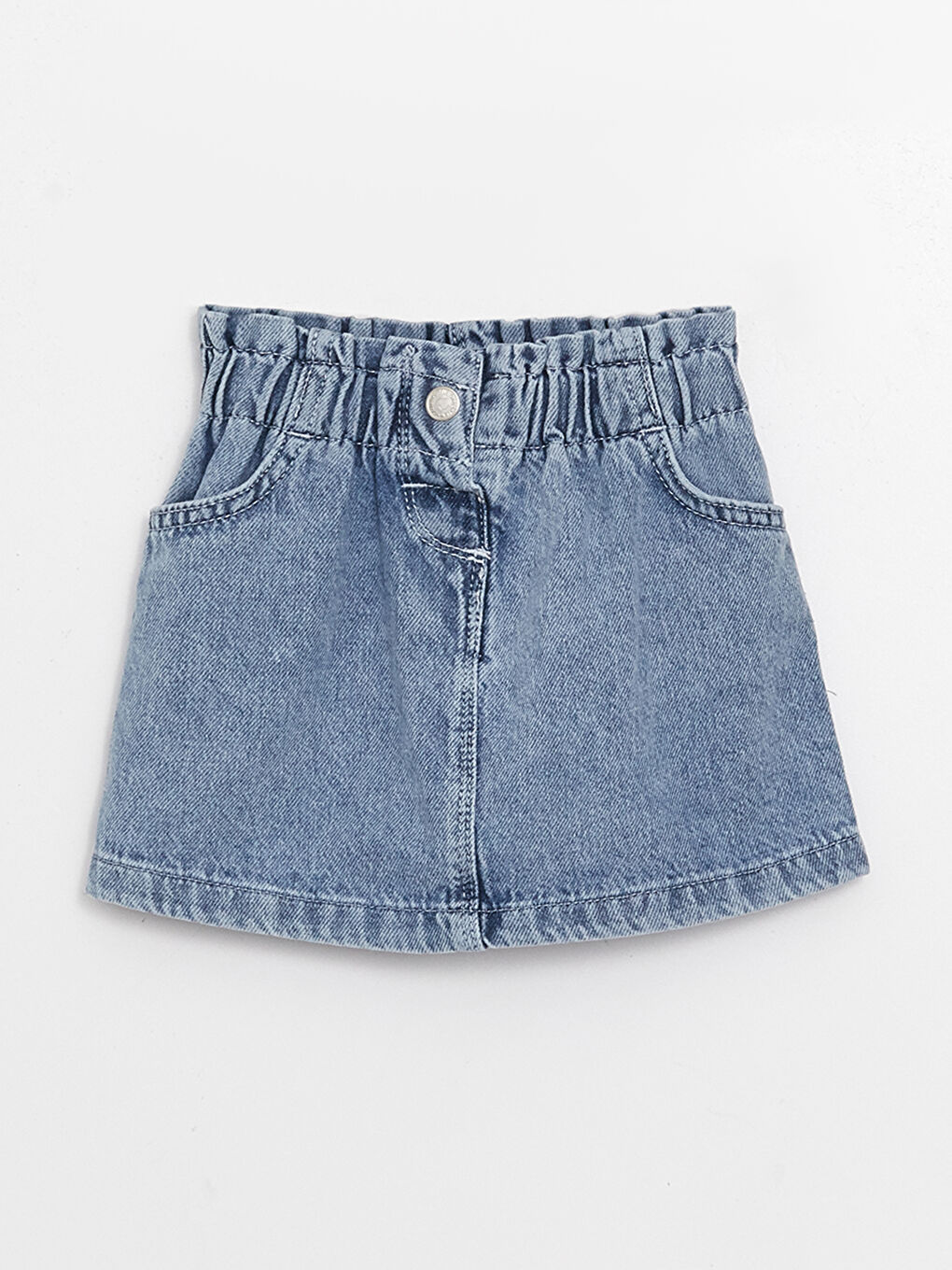 Basic Elastic Waist Baby Girl Jean Skirt-2