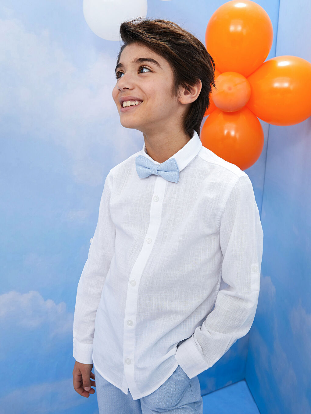 Basic Long Sleeve Boys' Shirt and Bow Tie -S34917Z4-R9K