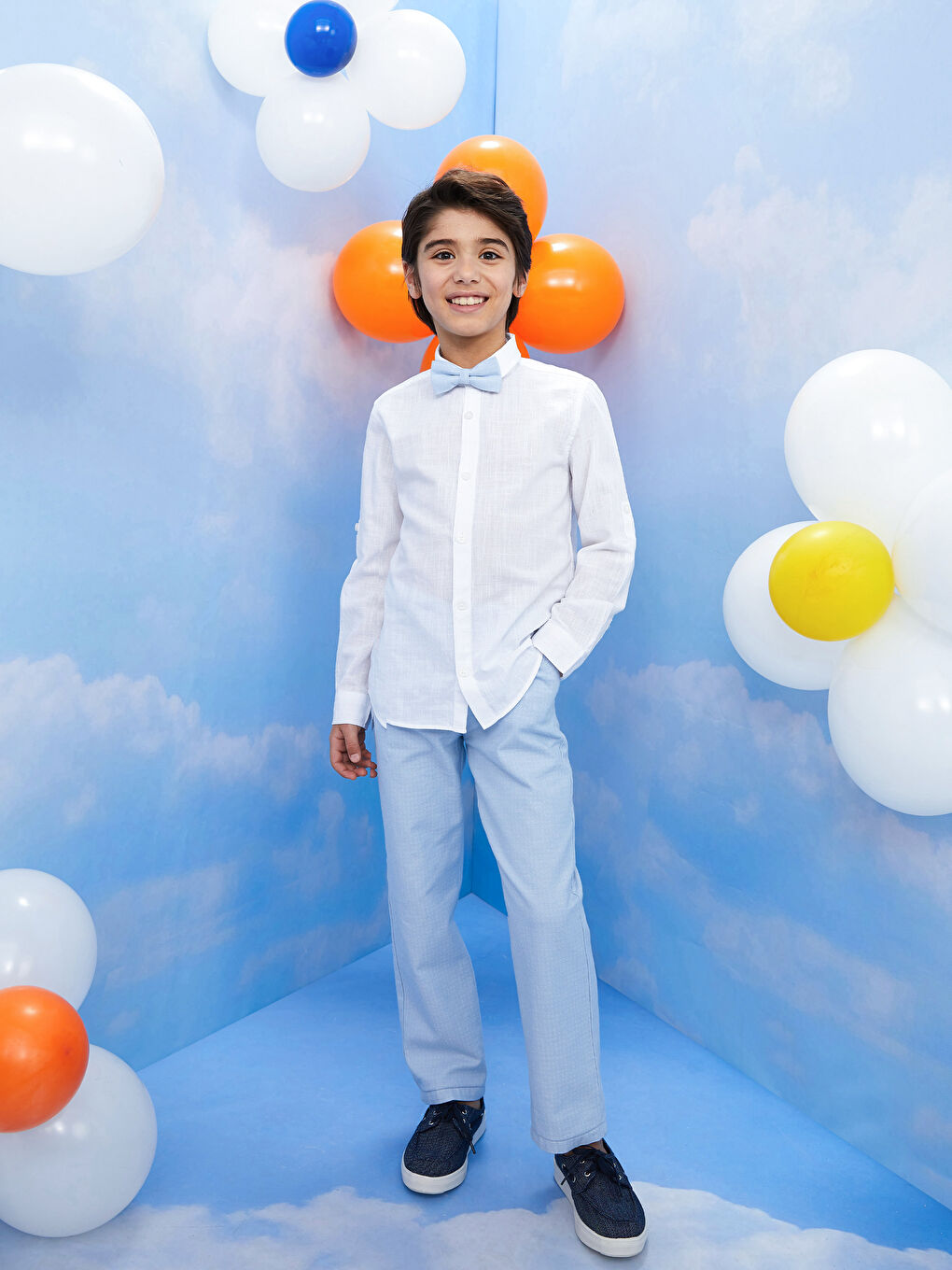 Basic Long Sleeve Boys' Shirt and Bow Tie -S34917Z4-R9K