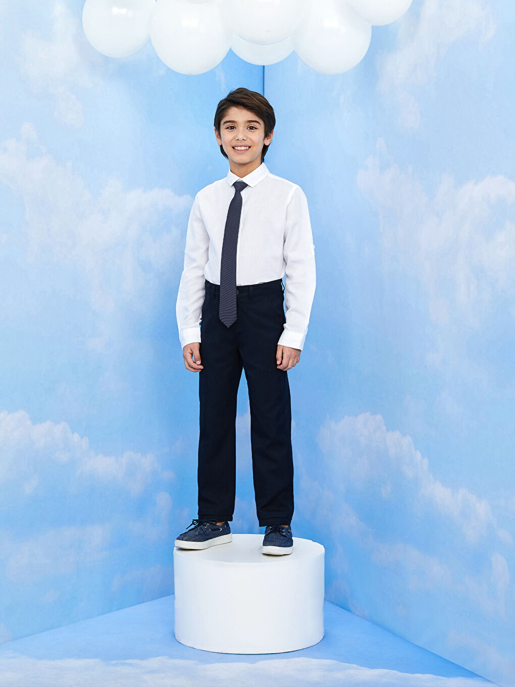 قميص أولاد كم طويل سادة مع كرافتة