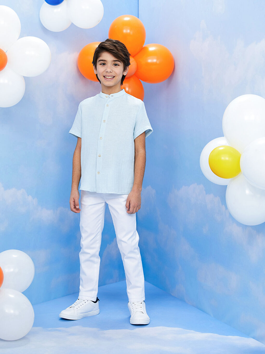Grandad Collar Short Sleeve Boys' Shirt-2