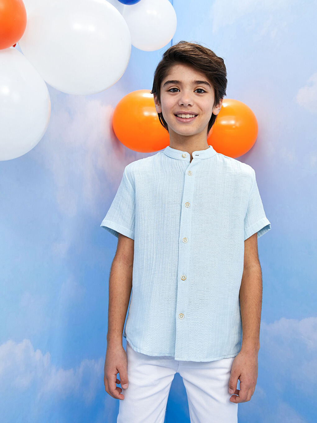 Grandad Collar Short Sleeve Boys' Shirt