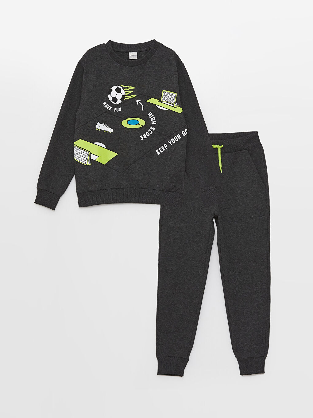 Crew Neck Printed Long Sleeve Boys' Sweatshirt and Tracksuit Bottoms -S34933Z4-DW2