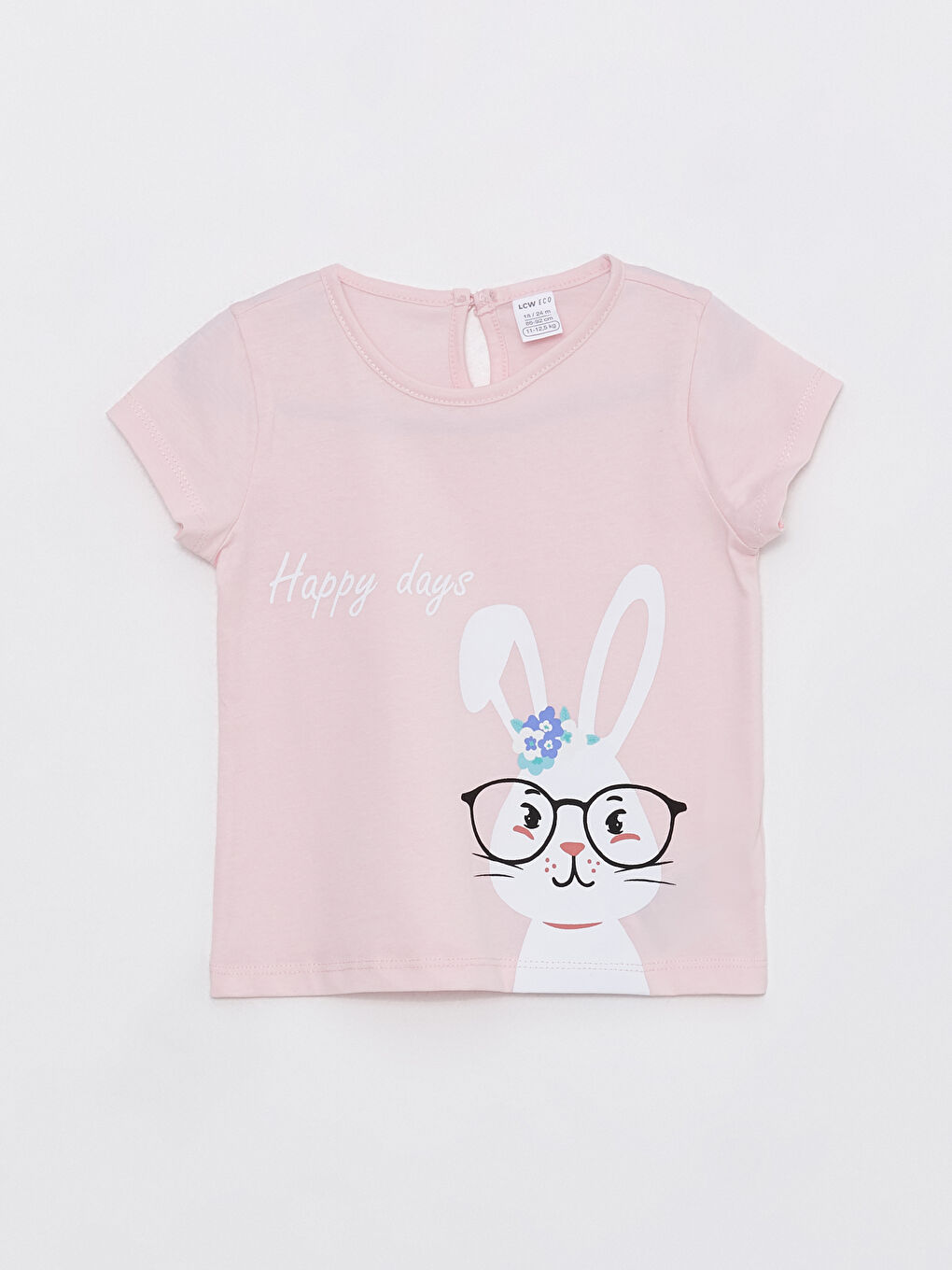 Pembe Bisiklet Yaka Kısa Kollu Baskılı Kız Bebek Tişört