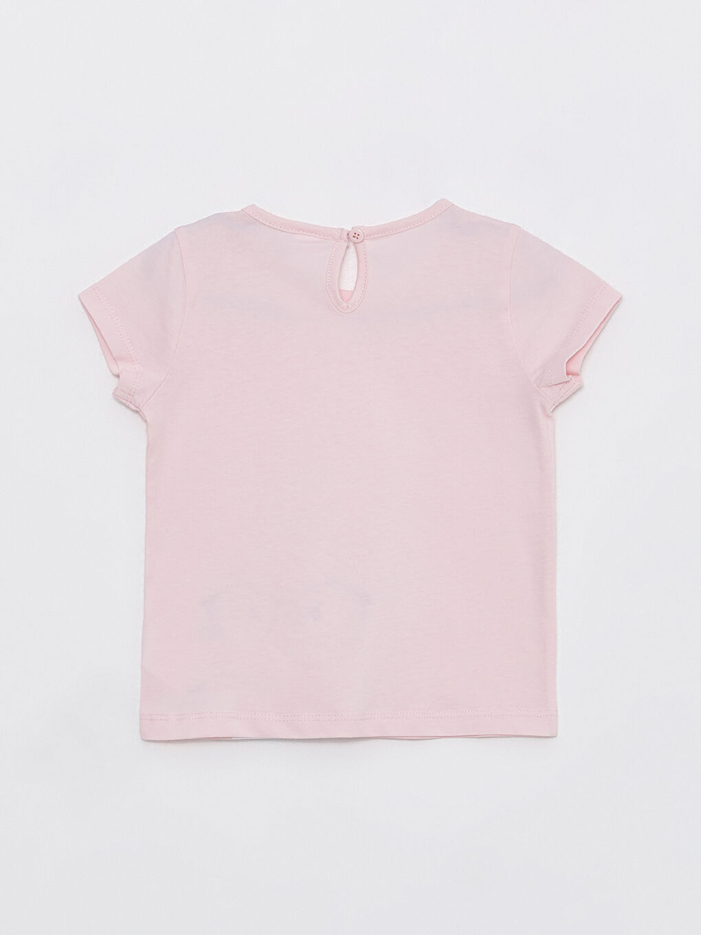Pembe Bisiklet Yaka Kısa Kollu Baskılı Kız Bebek Tişört-1