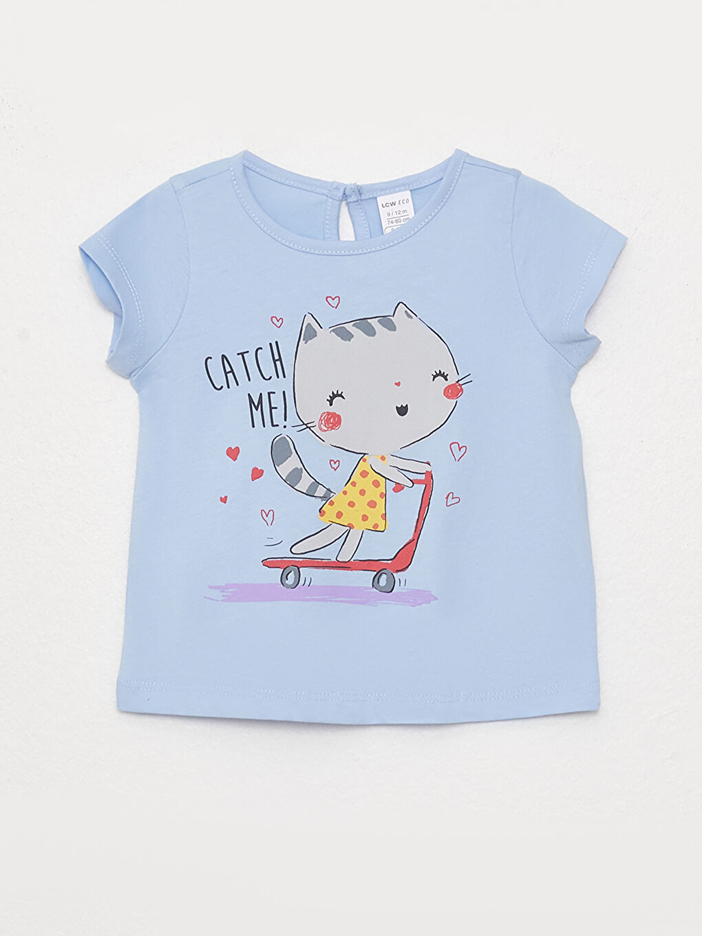 Mavi Bisiklet Yaka Kısa Kollu Baskılı Kız Bebek Tişört