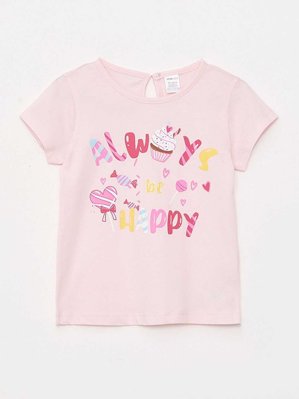 Crew Neck Short Sleeve Printed Baby Girls' T-Shirt