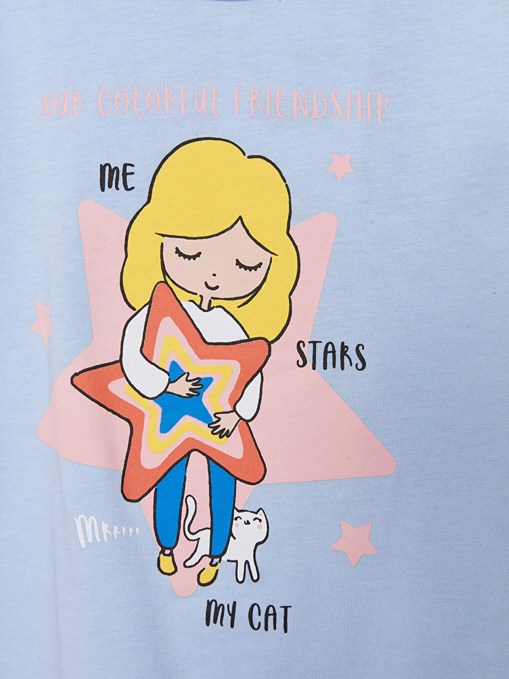 Mavi Bisiklet Yaka Kısa Kollu Baskılı Kız Bebek Tişört-2