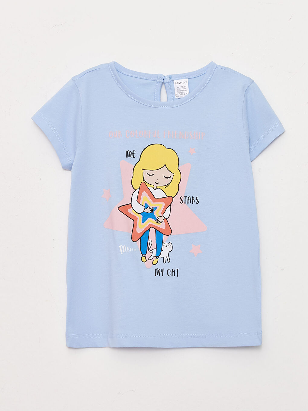 Mavi Bisiklet Yaka Kısa Kollu Baskılı Kız Bebek Tişört