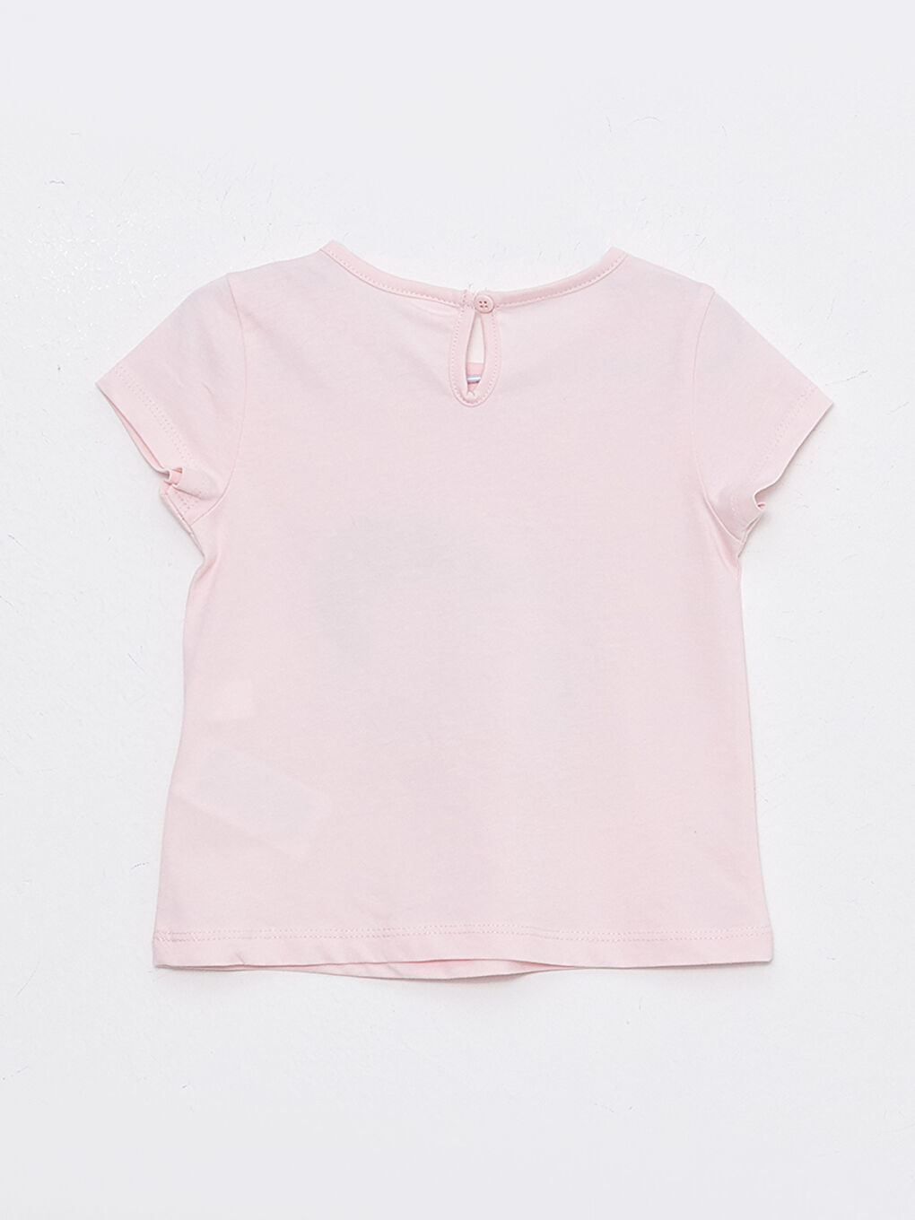 Pembe Bisiklet Yaka Kısa Kollu Baskılı Kız Bebek Tişört-1
