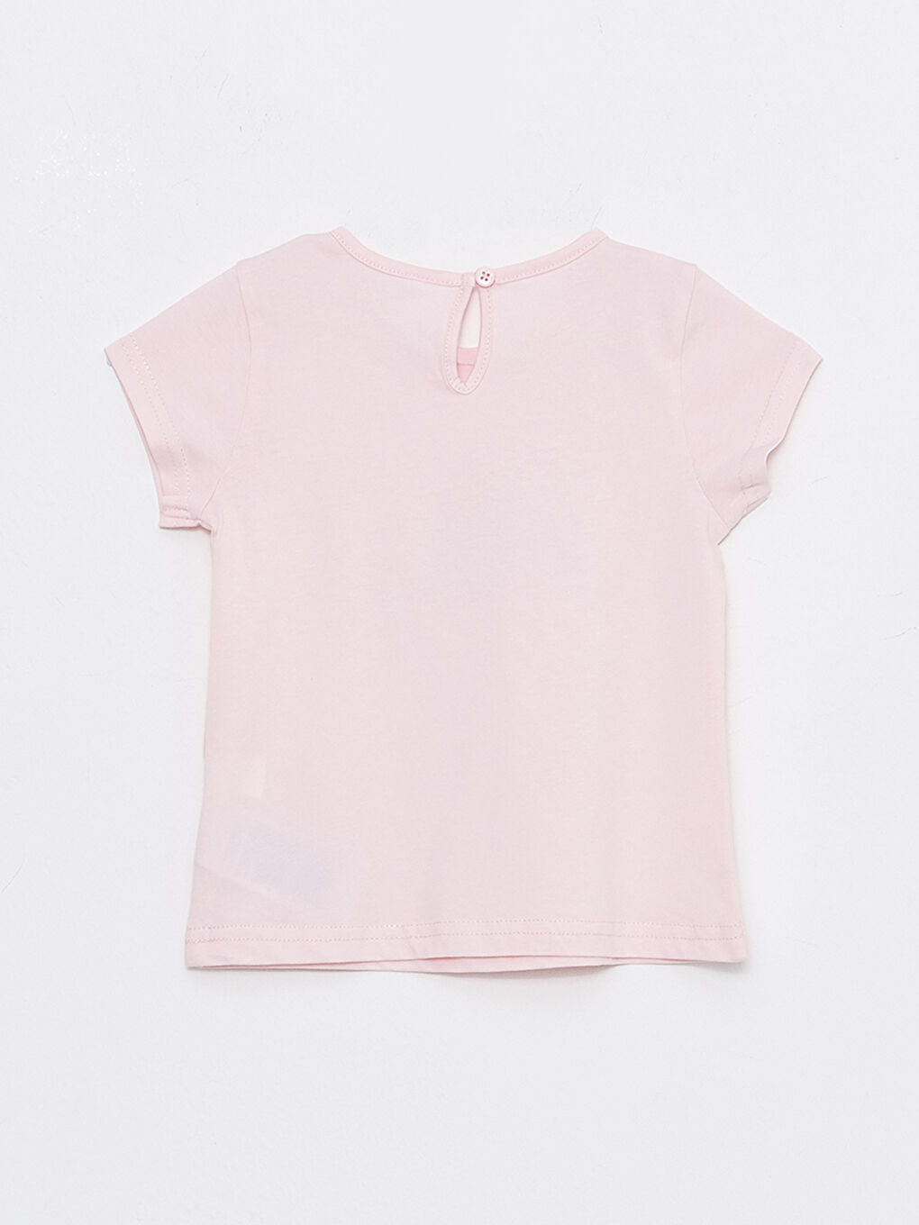Pembe Bisiklet Yaka Kısa Kollu Baskılı Kız Bebek Tişört-1