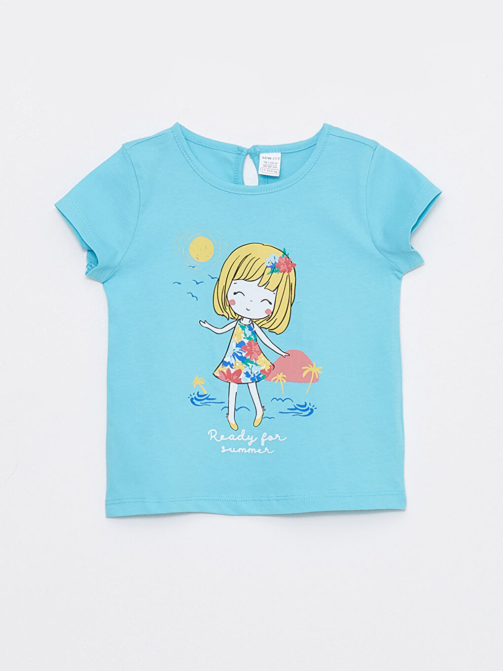 تي شيرت بناتي بيبي بطبعة بكول مدور وكم قصير