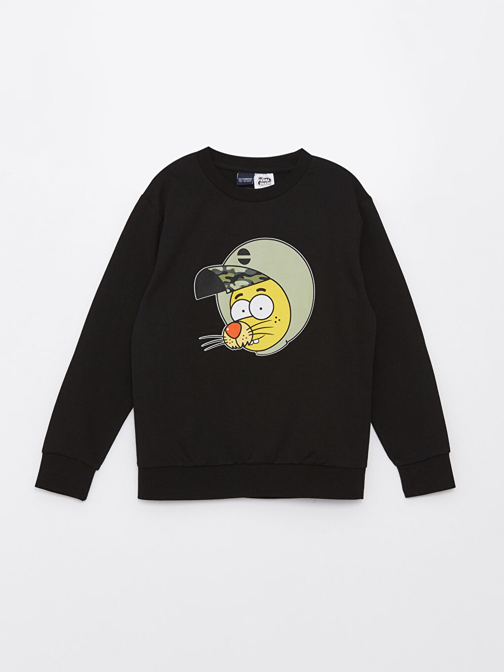 Siyah Bisiklet Yaka Kral Şakir Baskılı Uzun Kollu Erkek Çocuk Sweatshirt ve Eşofman Altı-1