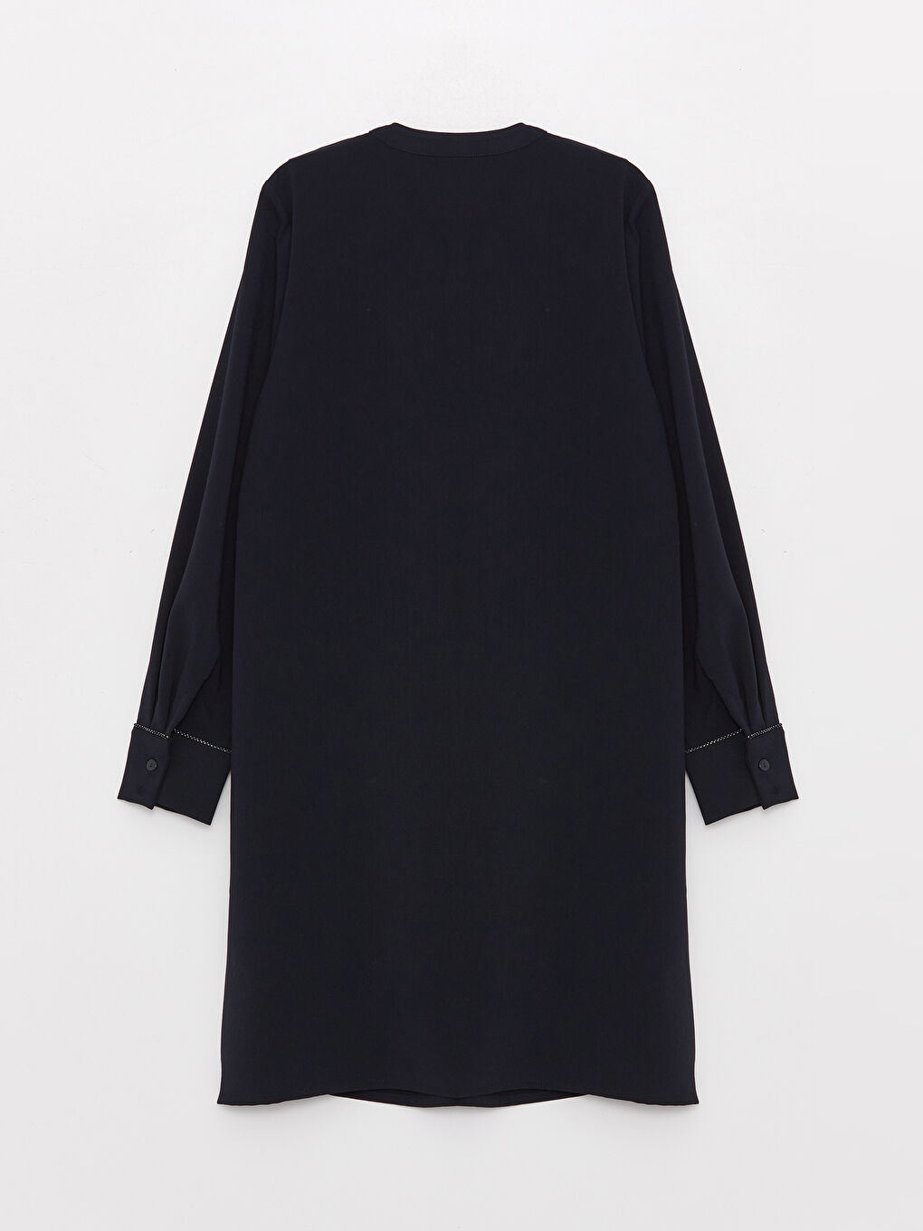 Lacivert Hakim Yaka Düz Uzun Kollu Kadın Tunik-6