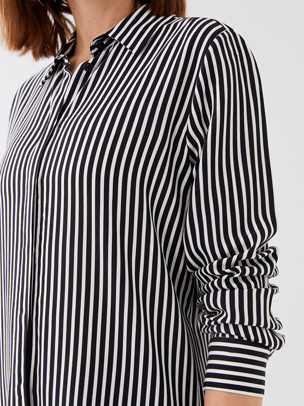 Siyah Çizgili Kadın Gömlek Tunik-3
