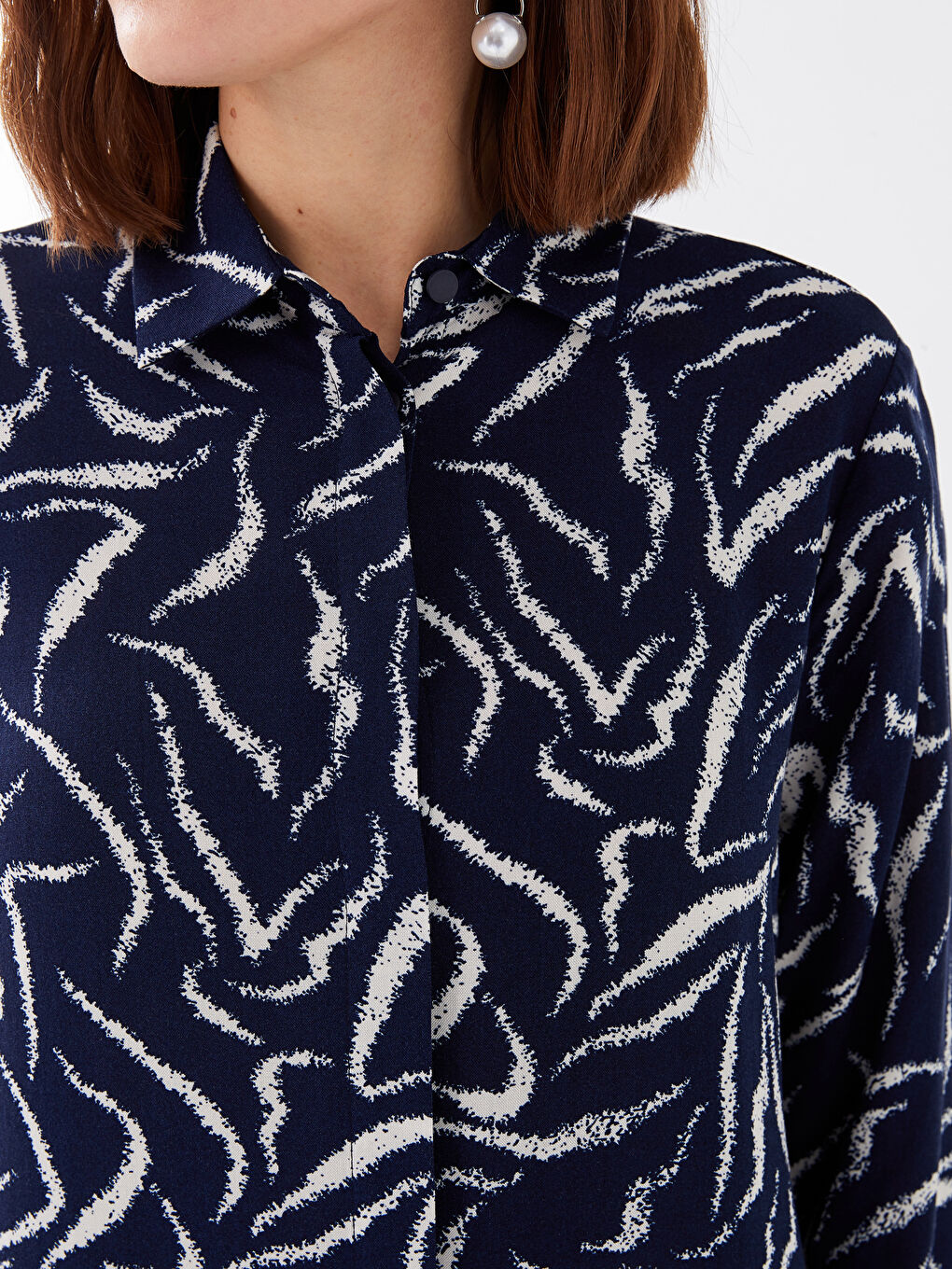 Yeşil Desenli Kadın Gömlek Tunik-3