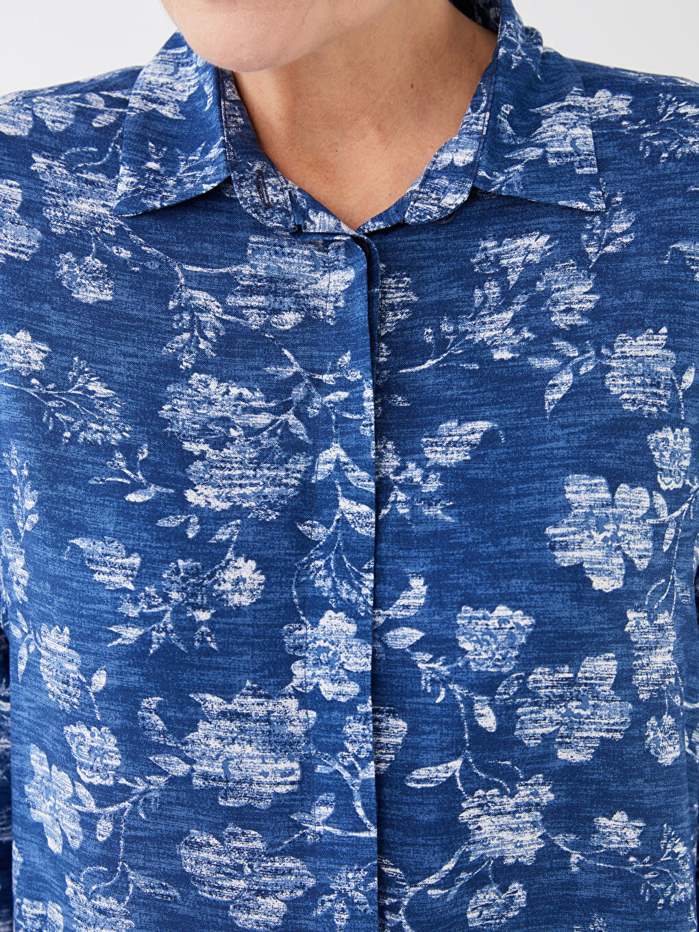 Lacivert Desenli Kadın Gömlek Tunik-3