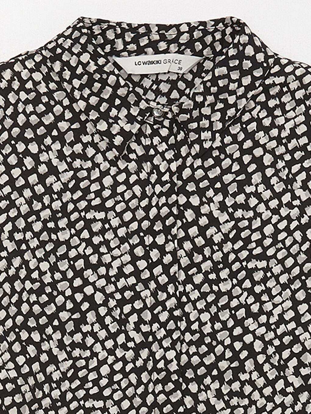 Siyah Desenli Kadın Armürlü Gömlek-7