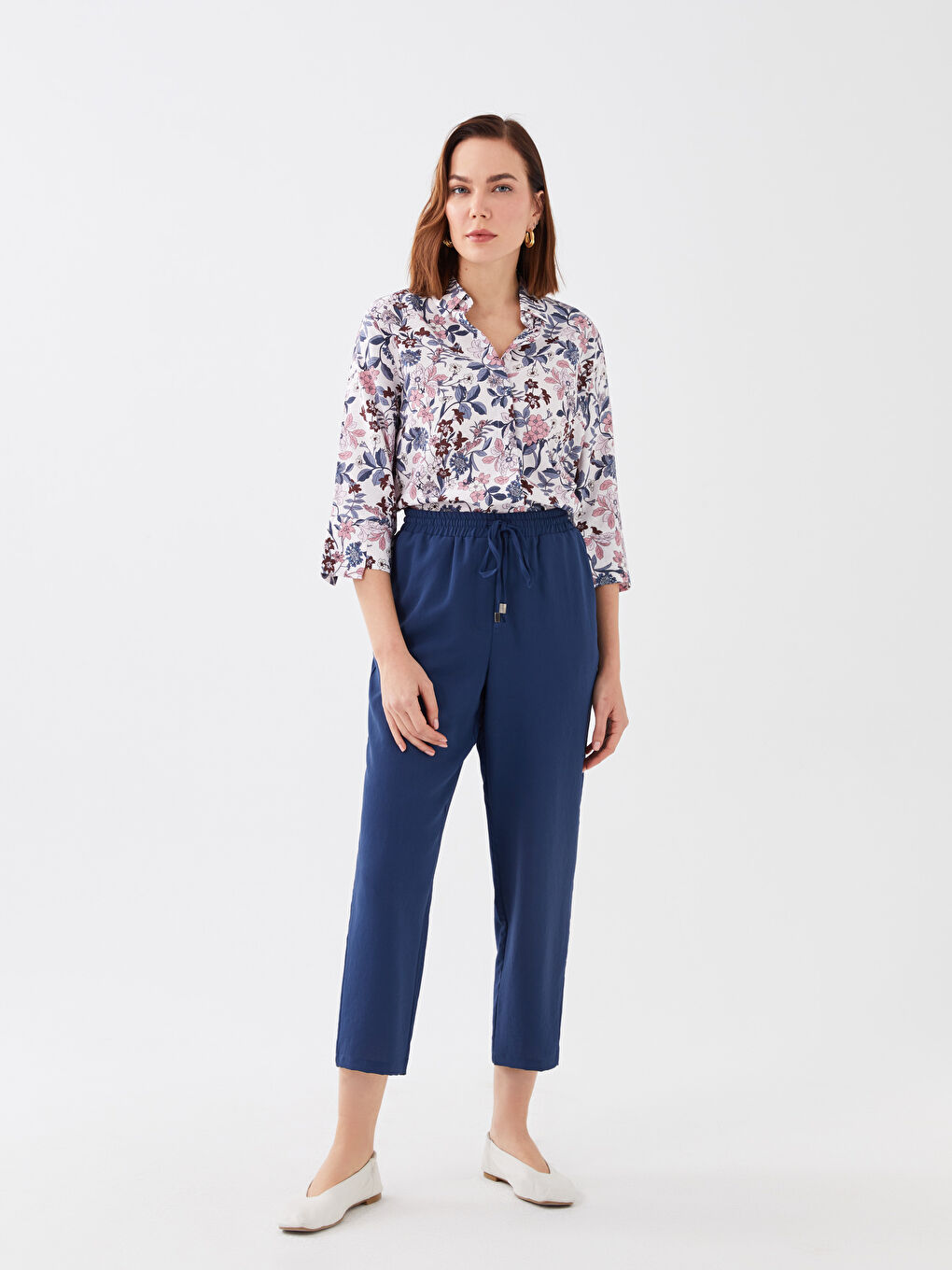 Pembe Desenli Kadın Armürlü Gömlek-2