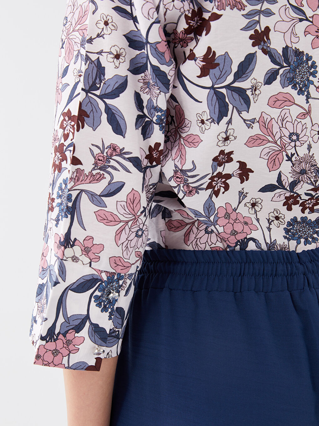 Pembe Desenli Kadın Armürlü Gömlek-3