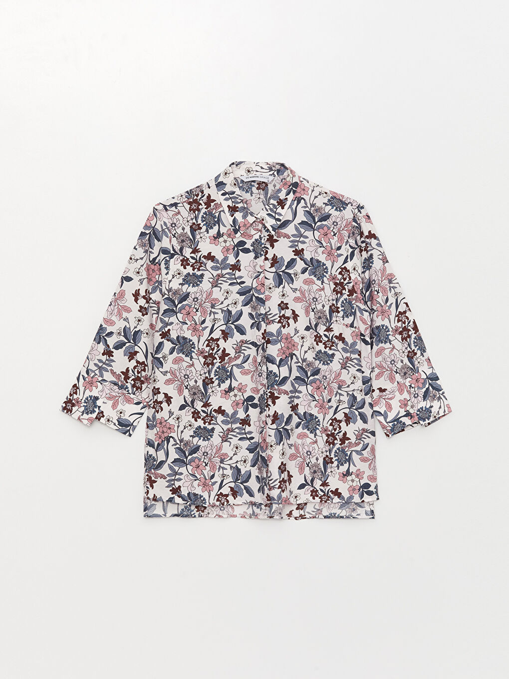 Pembe Desenli Kadın Armürlü Gömlek-5