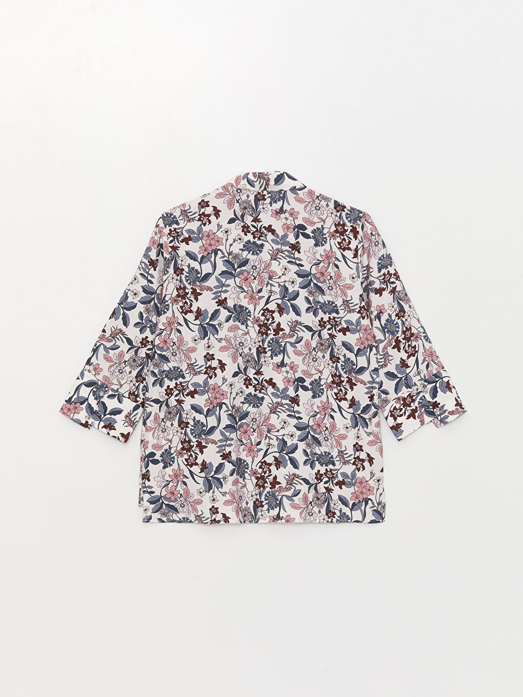 Pembe Desenli Kadın Armürlü Gömlek-6