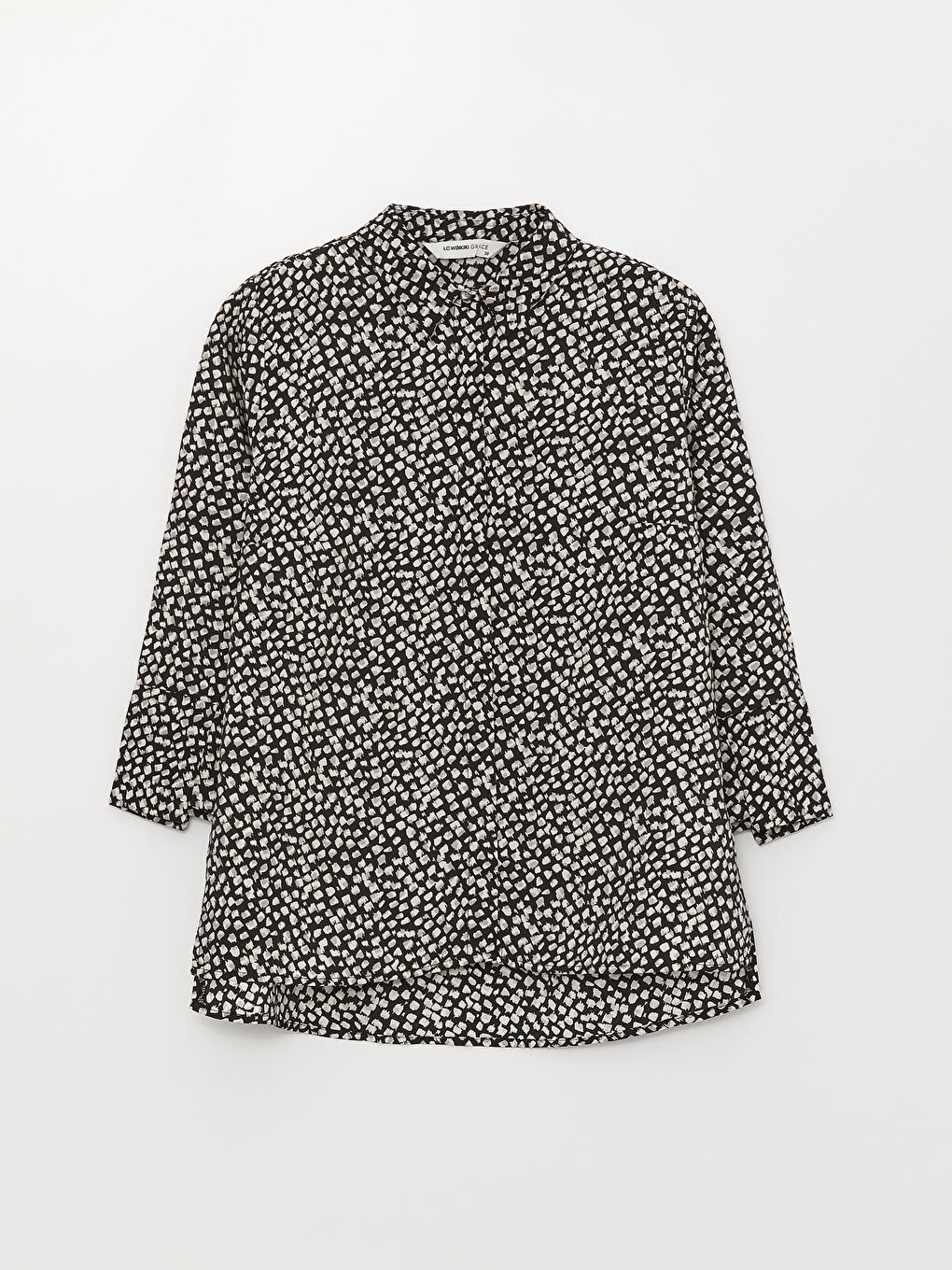 Siyah Desenli Kadın Armürlü Gömlek-5