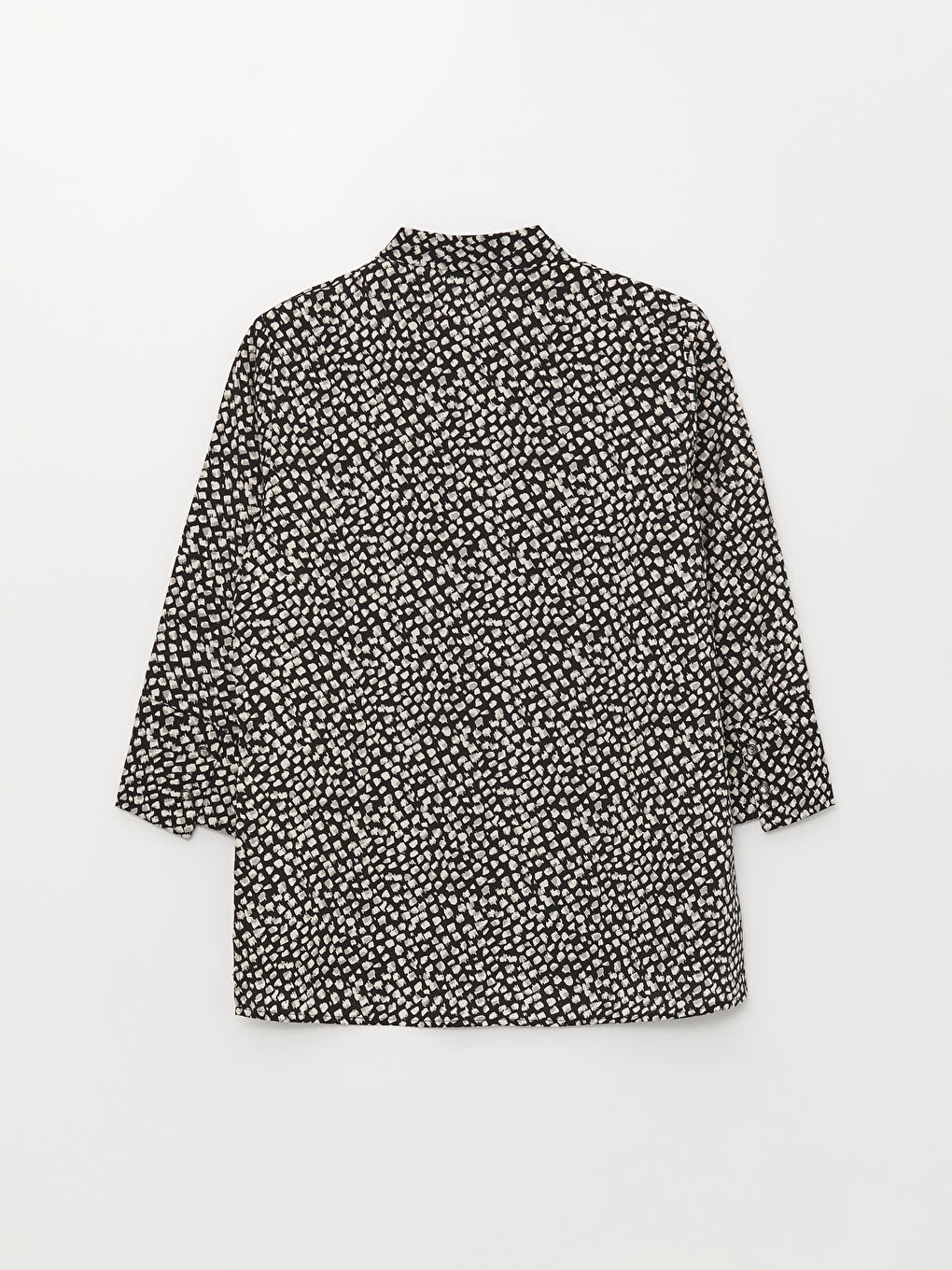 Siyah Desenli Kadın Armürlü Gömlek-6