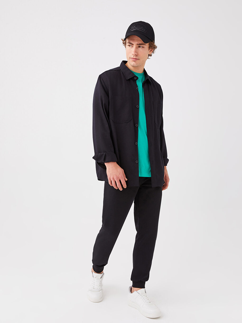 Siyah Baskılı Erkek Kep Şapka-1