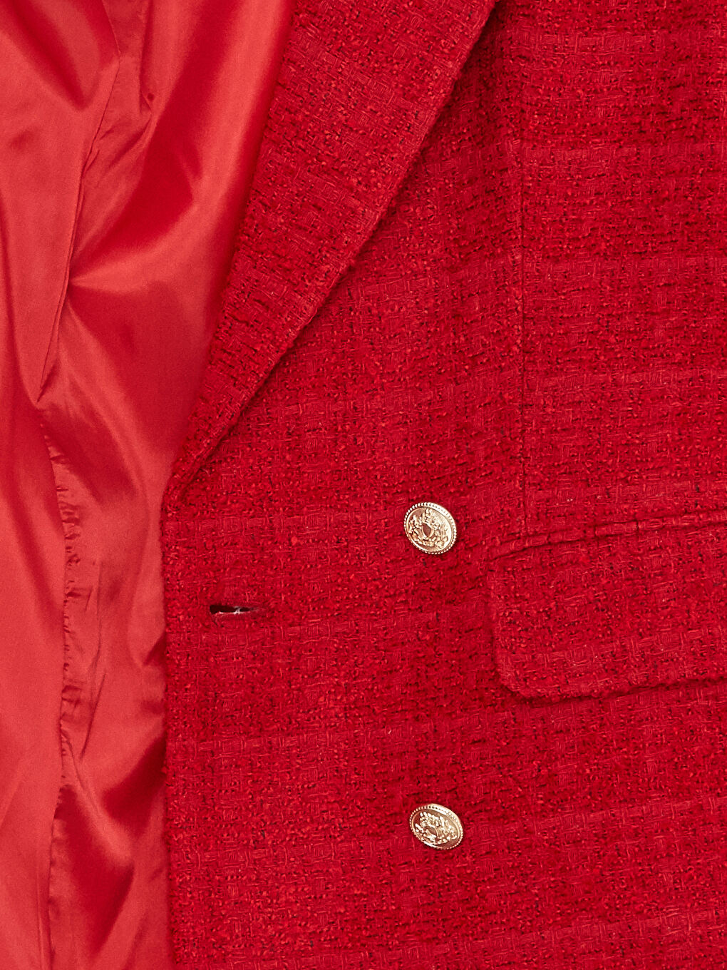 Sacou Jachetă Tweed cu Model Mânecă Lungă pentru Femei-5