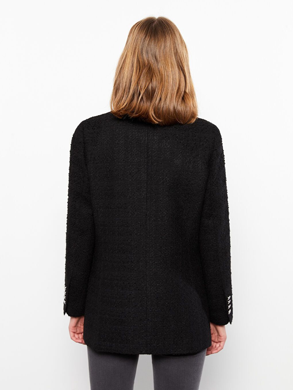 جاكيت طويل كم طويل تيويد للسيدات-4