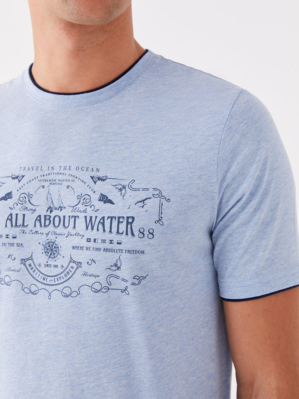 Crew Neck Short Sleeve Printed Combed Cotton Men's T-shirt-3