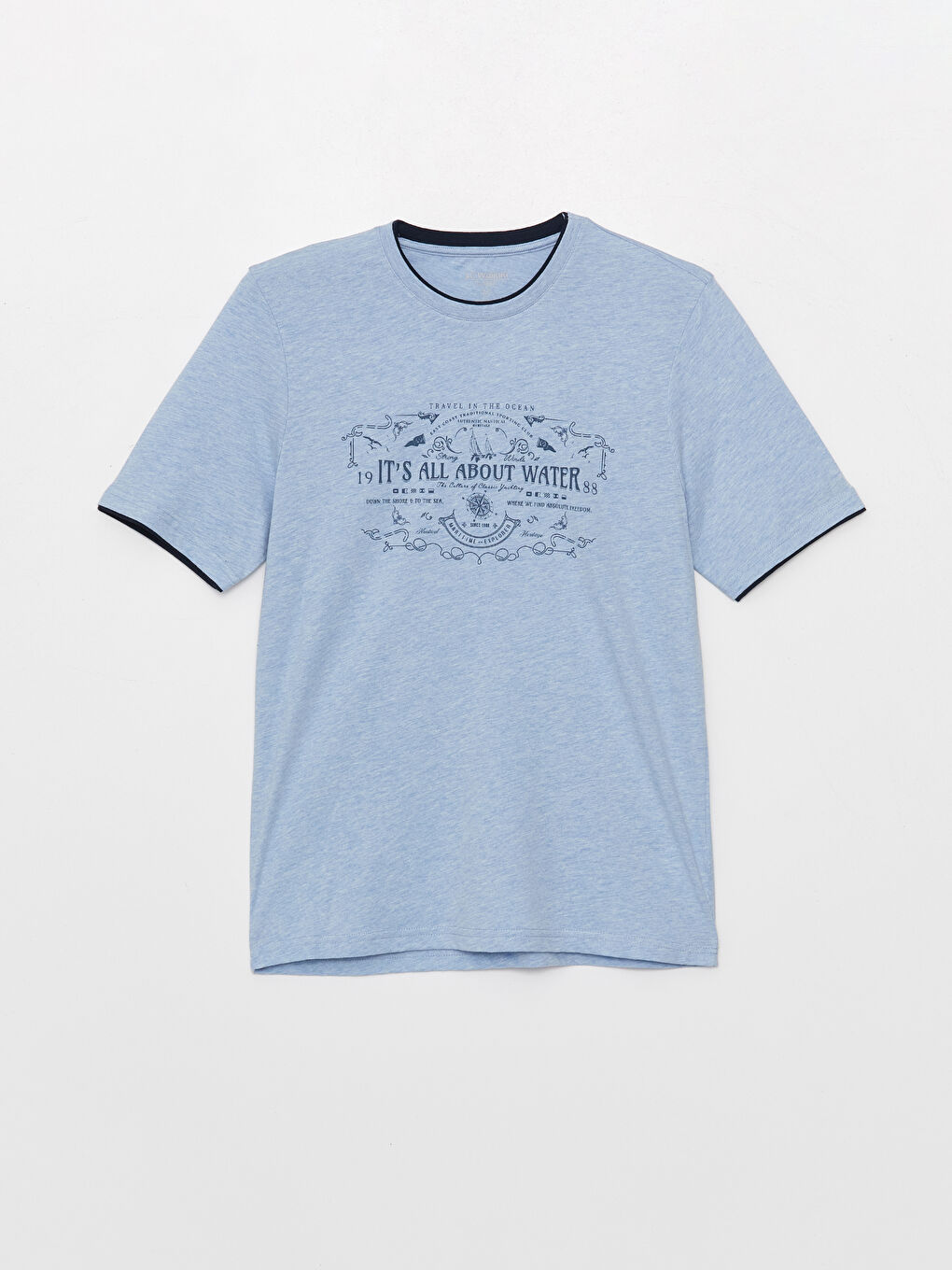 Crew Neck Short Sleeve Printed Combed Cotton Men's T-shirt-5