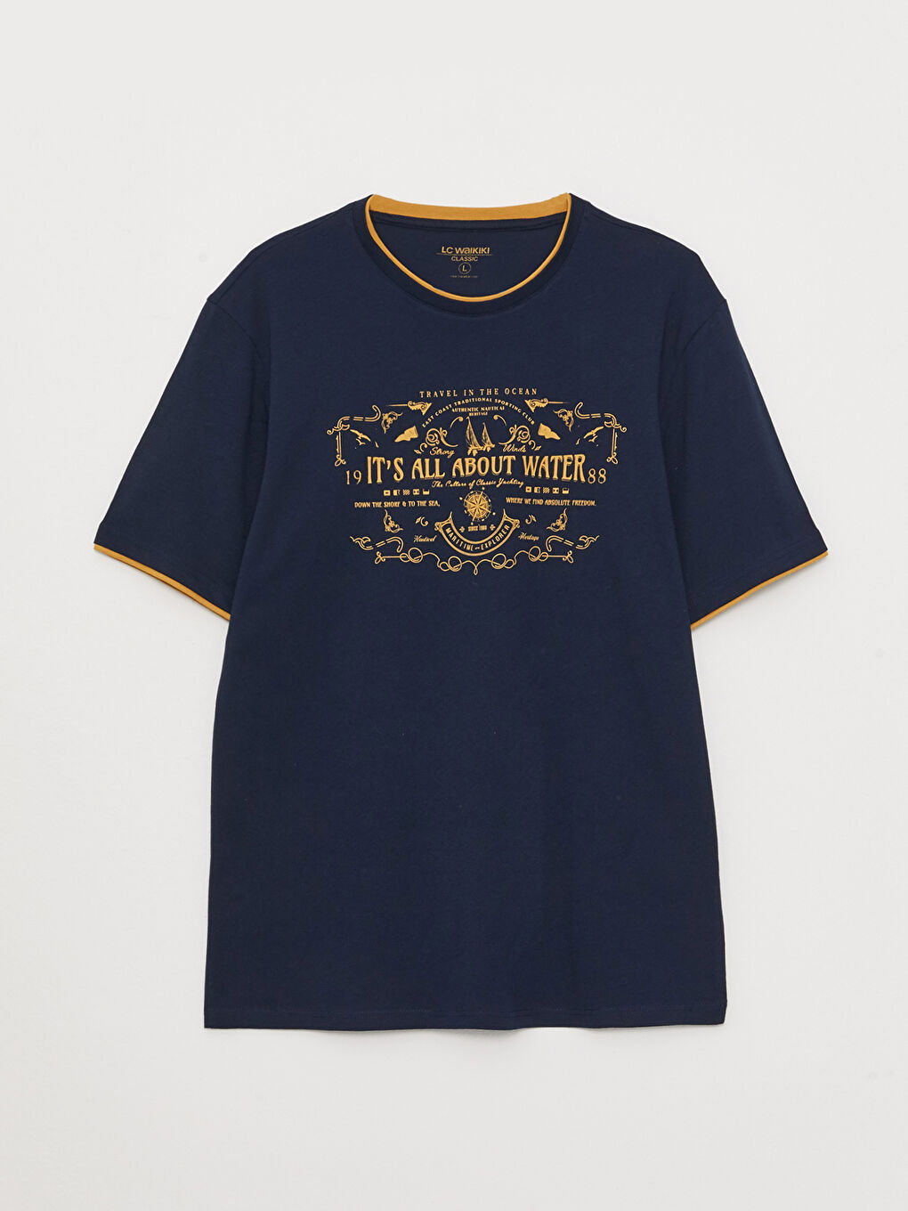 SOUTHBLUE Crew Neck Short Sleeve Printed Combed Cotton Men's T-shirt -S35137Z8-DWP
