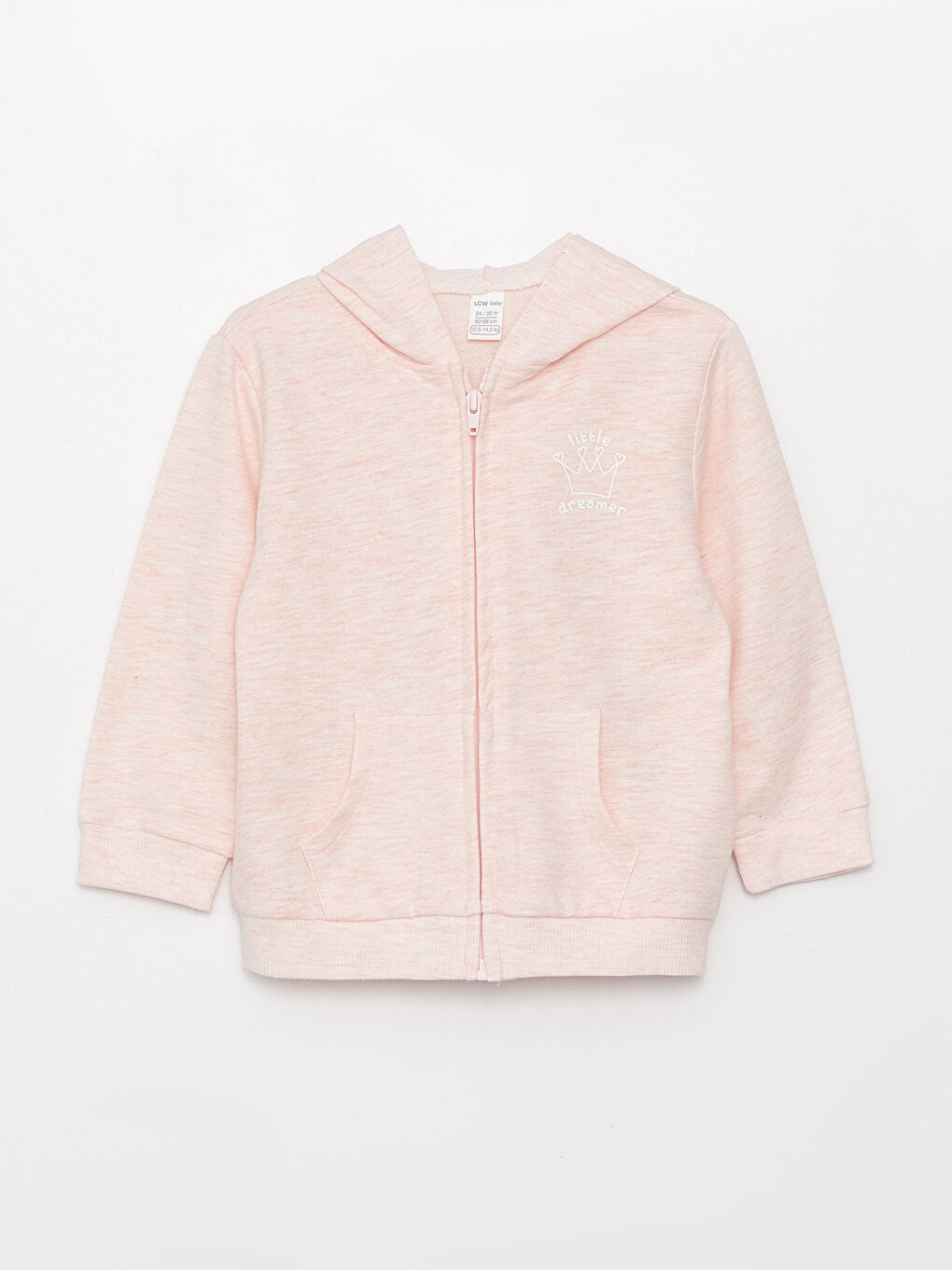 سويت شيرت بسحاب مطبوع كم طويل بكابوش بنات رضع