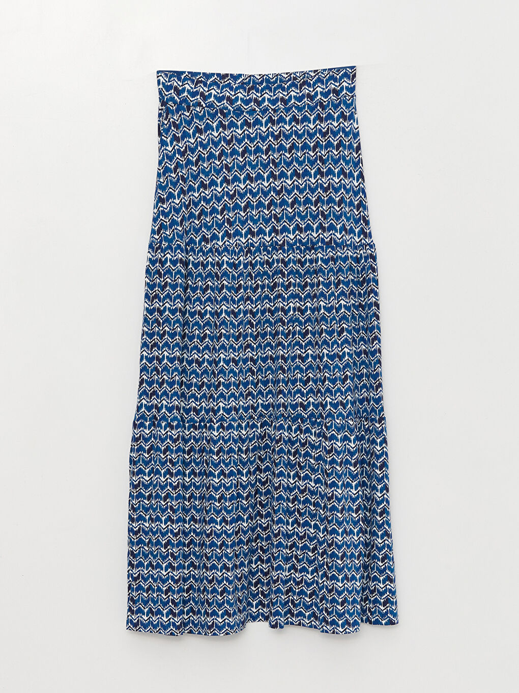 Lacivert Beli Lastikli Çiçekli Kadın Kloş Etek-5