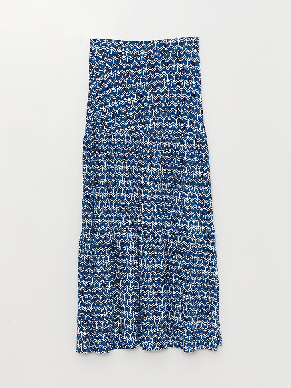 Lacivert Beli Lastikli Çiçekli Kadın Kloş Etek-6