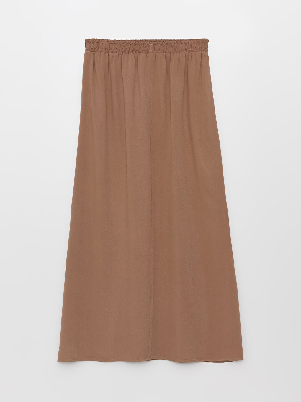 Kahverengi Beli Lastikli Düz A Kesim Kadın Etek-6