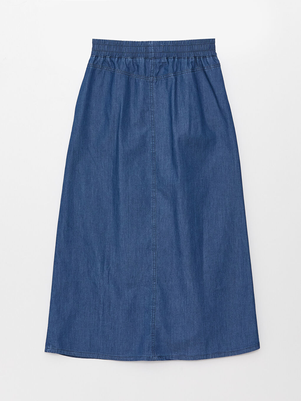 Mavi Beli Lastikli A Kesim Kadın Jean Etek-6